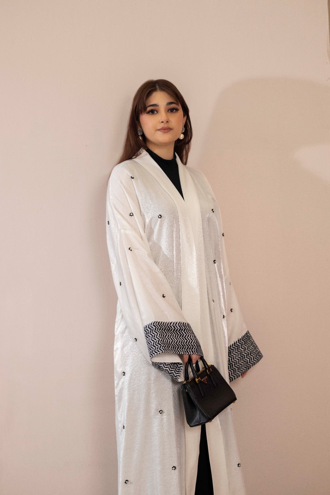 Black on white Kuffiyeh Abaya