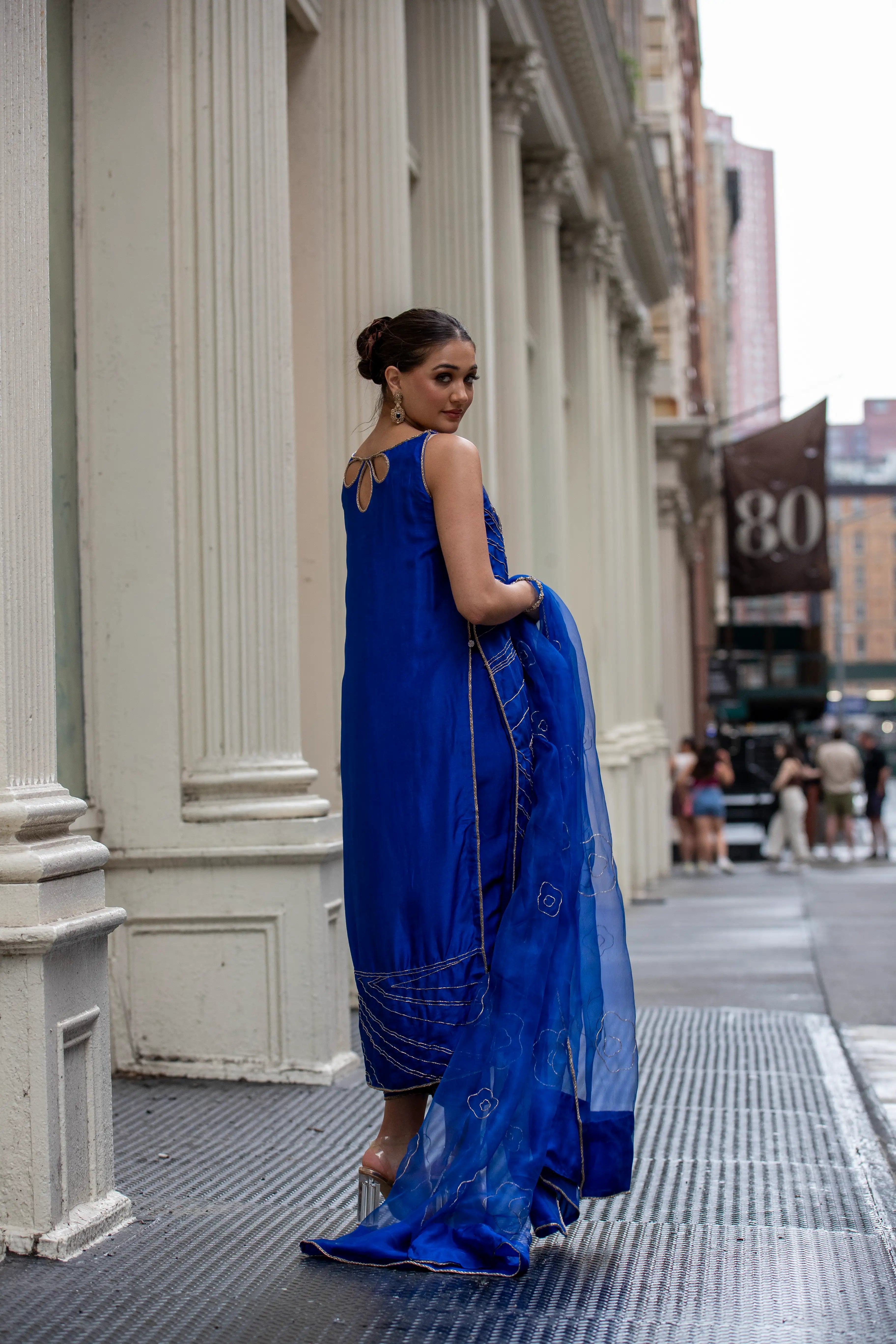 Electric blue Silk outfit