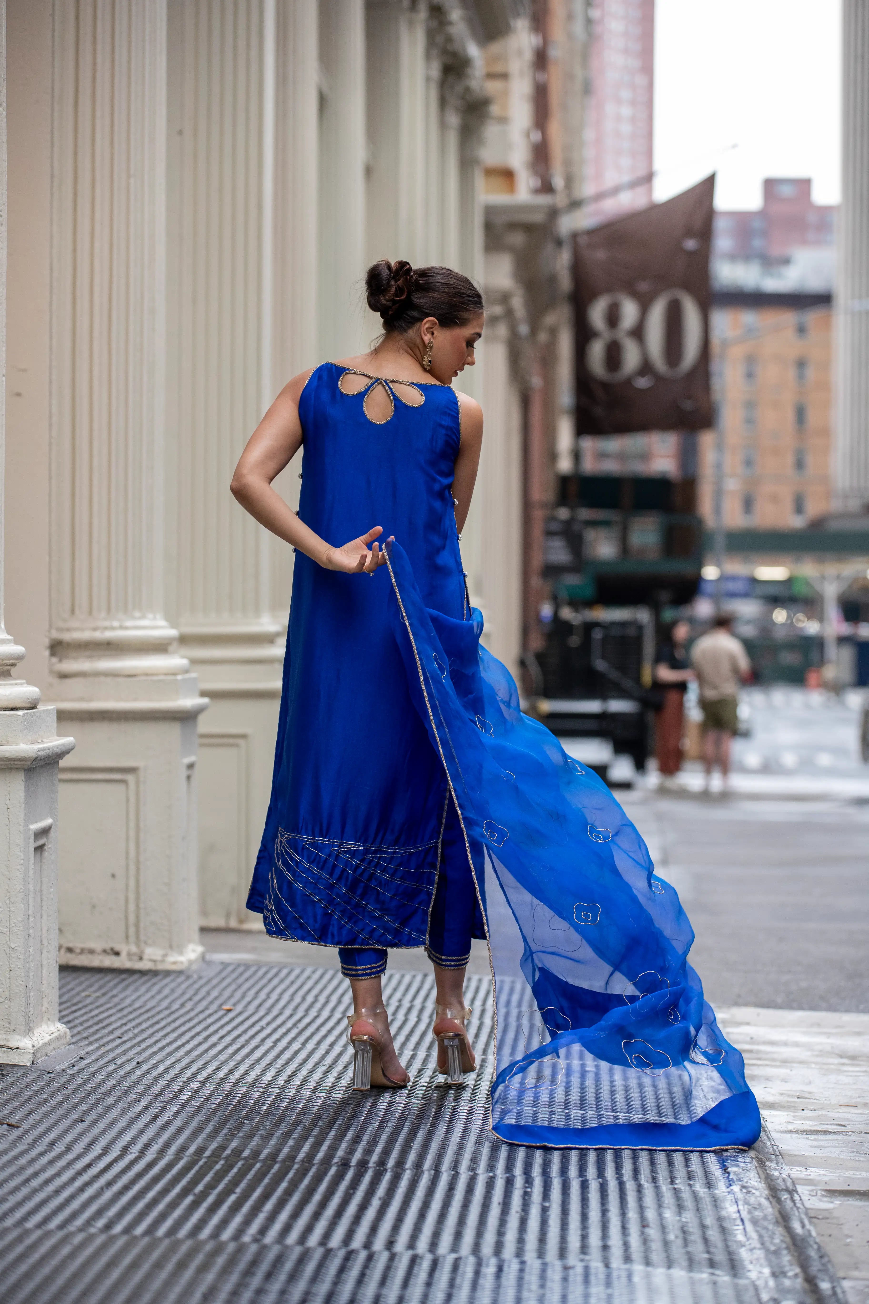 Electric blue Silk outfit