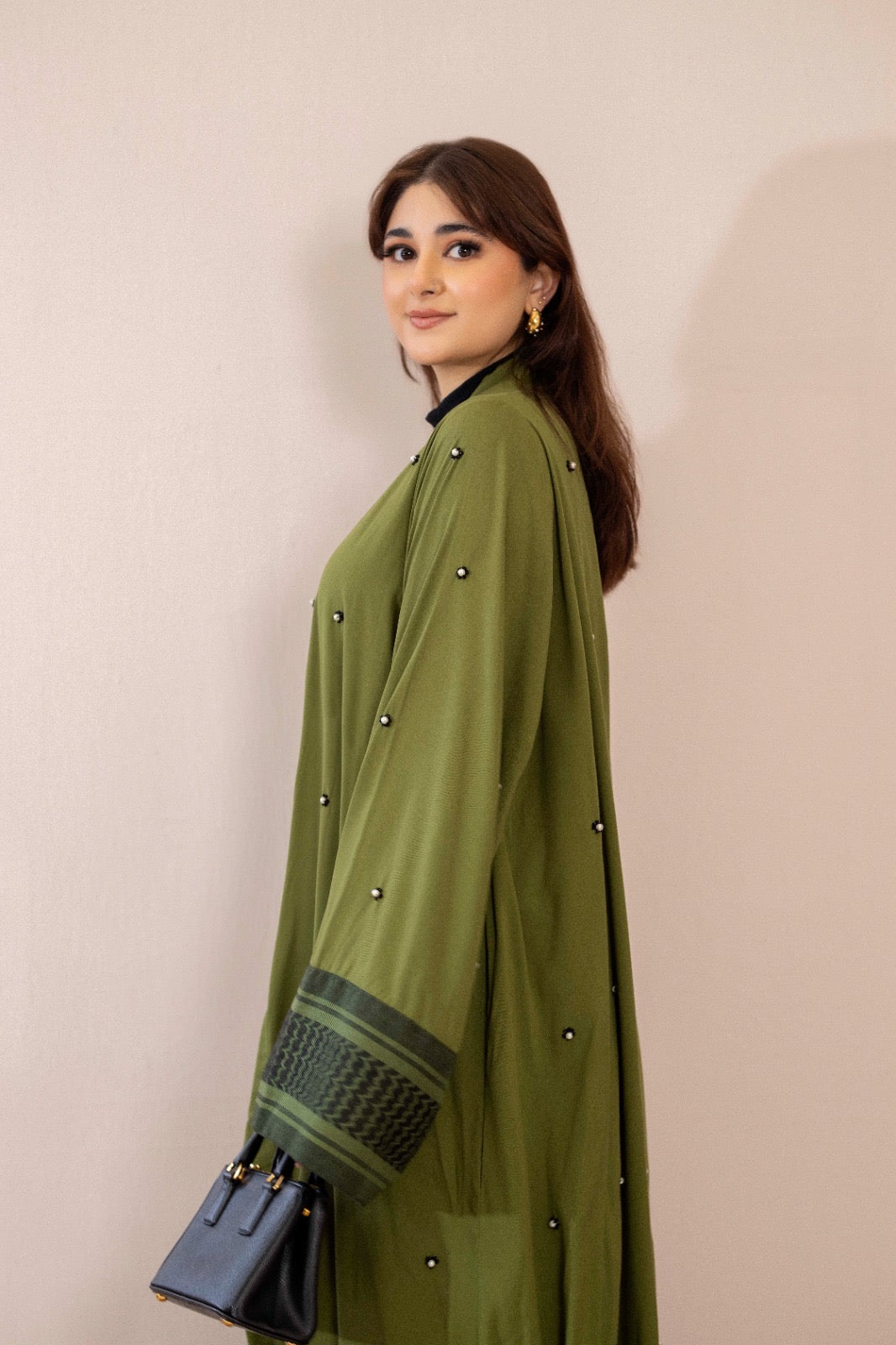 Olive Green Khuffiyeh Abaya