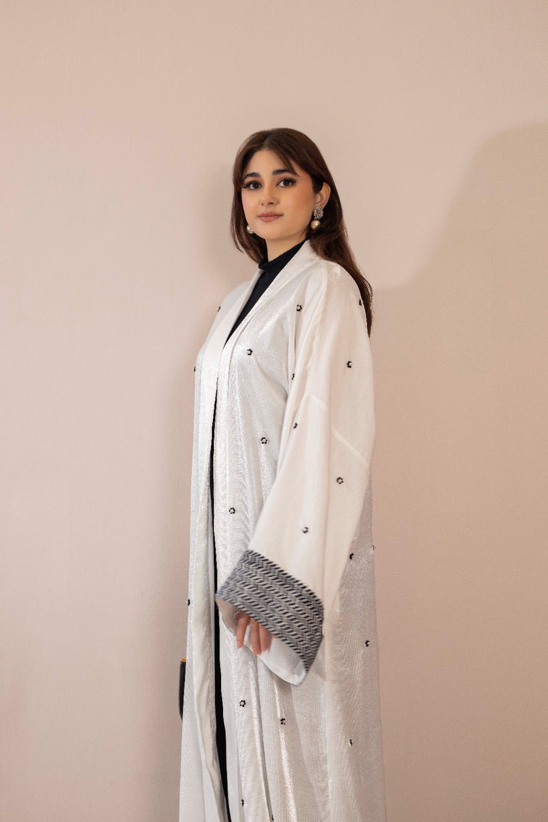 Black on white Kuffiyeh Abaya