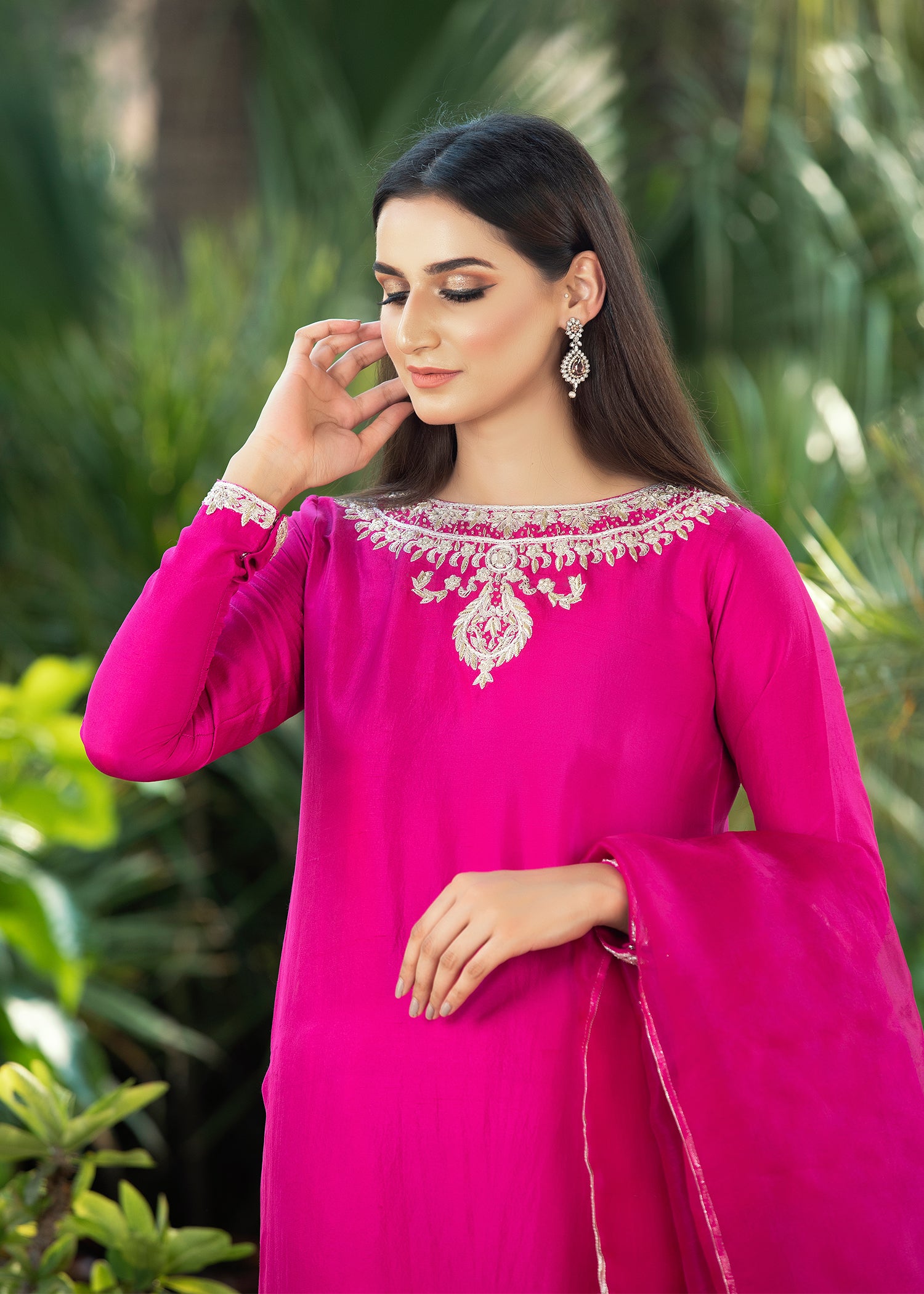 pink raw silk dress JAYLEY Pink Silk Blend Maxi Ruffle Dress